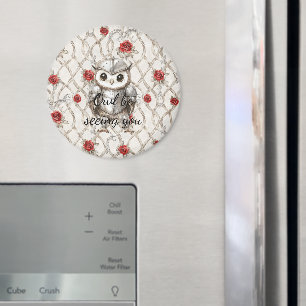 Knight Owl in Shining Armor Red Roses Seeing You Magnet