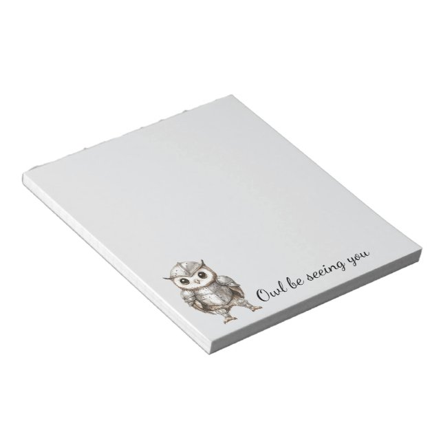 Knight Owl in Shining Armour Notepad (Angled)
