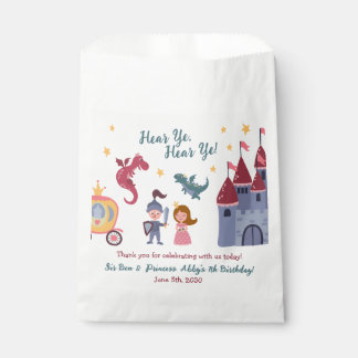 Knight & Princess, Dragon, Castle Birthday Party Favour Bag