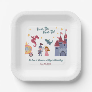 Knight & Princess, Dragon, Castle Birthday Party Paper Plate