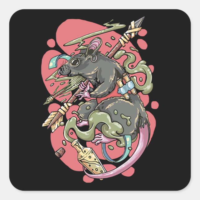 Knight Rat Square Sticker (Front)