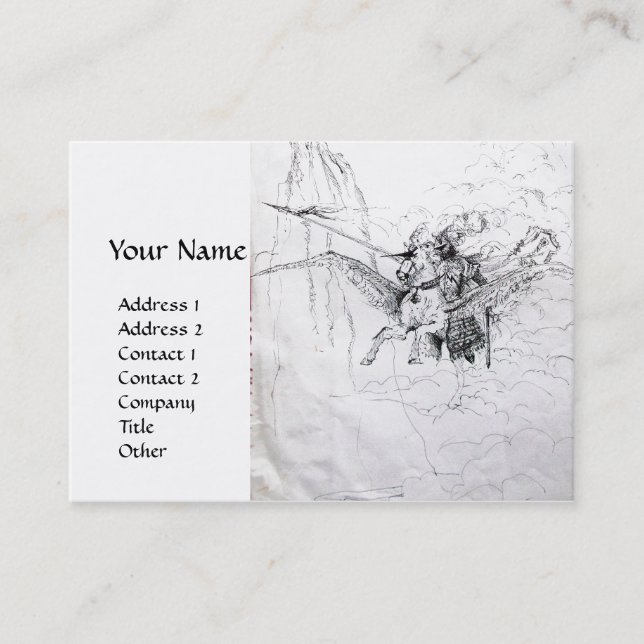 KNIGHT RIDING ON PEGASUS BUSINESS CARD (Front)