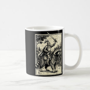 Knight riding raccoon coffee mug