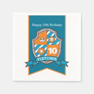 Knight shield 10th birthday boys party napkins