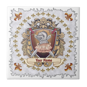 Knight Shield Surname Ceramic Tile