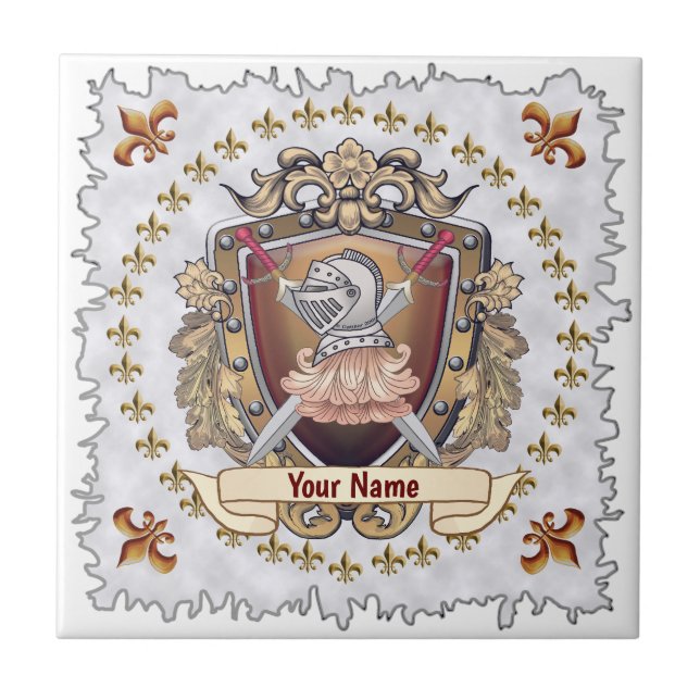 Knight Shield Surname Ceramic Tile (Front)