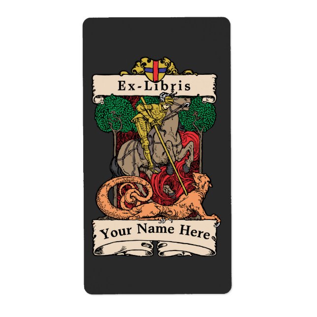 Knight Slaying Dragon Ex-Libris Template (Front)