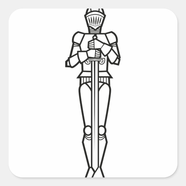 Knight Standing Square Sticker (Front)