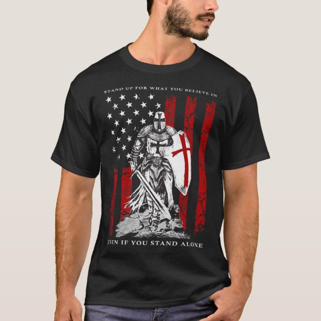 Knight Templar American Flag T-Shirt (Front)