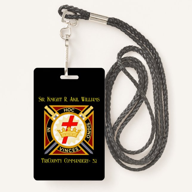  Knight Templar ID Badge (Back with Lanyard)
