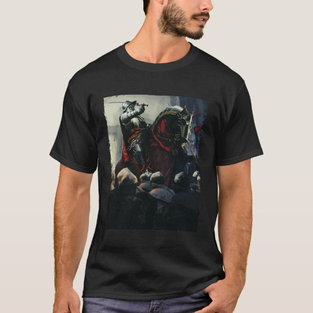 Knight Templar Medieval Horseman Knights T-Shirt (Front)