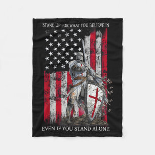Knight Templar Standing For Believe In Christians Fleece Blanket