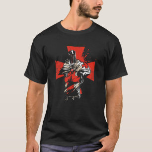 Knight Templar With Crusader Helmet And Templar Cr T-Shirt