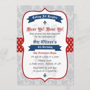Knight themed birthday party invitation