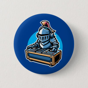 Knight Turntablist - Medieval DJ Cartoon Design 6 Cm Round Badge