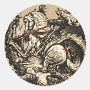 Knight vs. Dragon Classic Round Sticker