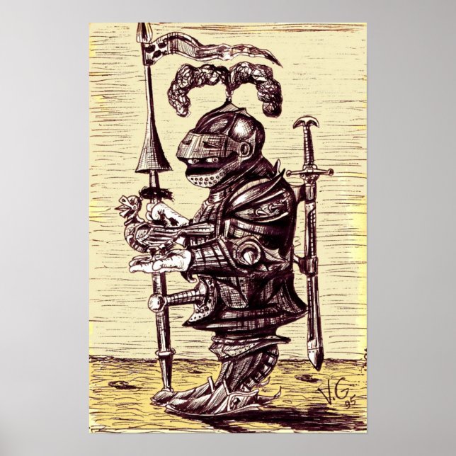Knight with dove art poster (Front)