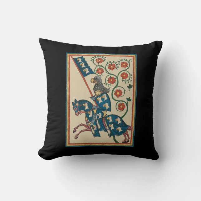 Knight With Eagle Heraldry, 14th Century Mediaeval Cushion (Front)