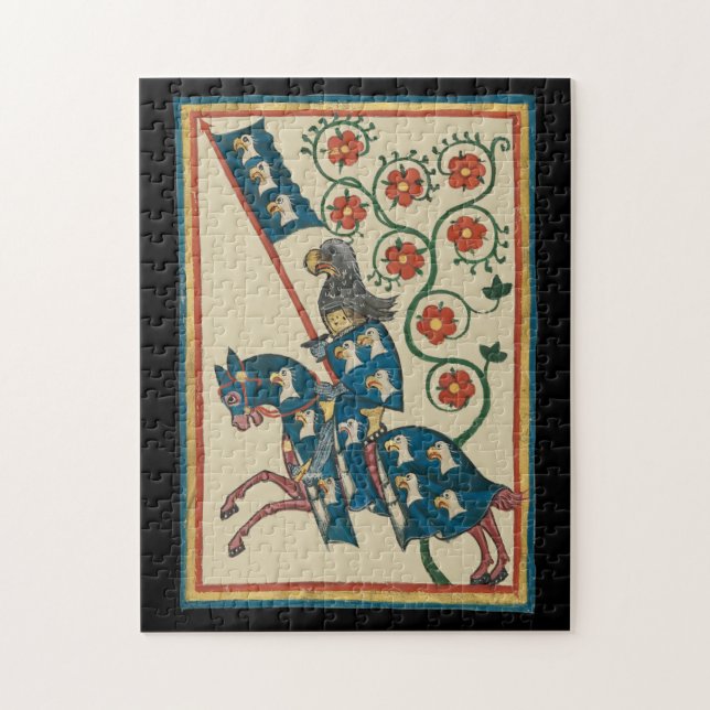 Knight With Eagle Heraldry, 14th Century Mediaeval Jigsaw Puzzle (Vertical)