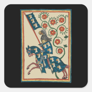 Knight With Eagle Heraldry, 14th Century Mediaeval Square Sticker