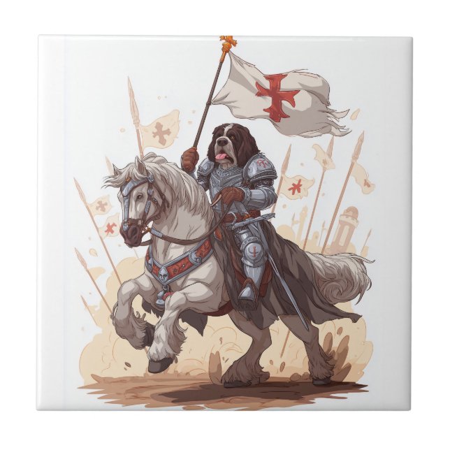Knightly Newfoundland � Royal Dog Armour Ceramic Tile (Front)