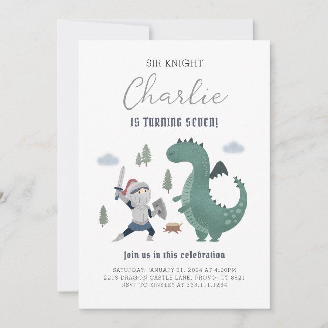 Knights and Dragons Royal Mediaeval Birthday Invit Invitation (Front)