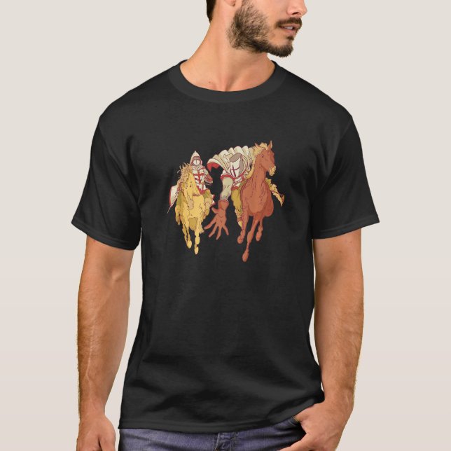 Knights and Horses - Medieval Crusader Renaissance T-Shirt (Front)