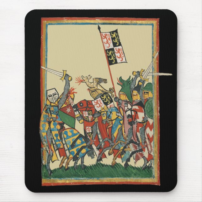 Knights Charging, 14th Century Codex Manesse Mouse Pad (Front)