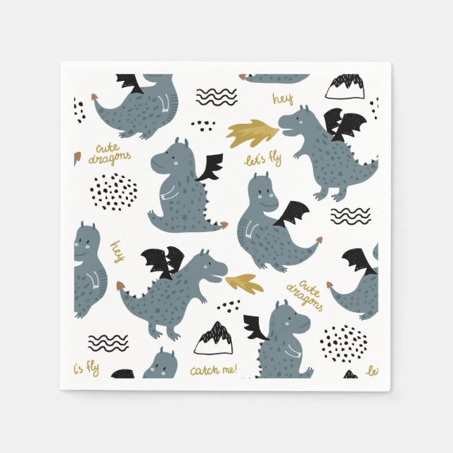 Knights & Dragons | Fairytale Birthday Party Napkin (Front)