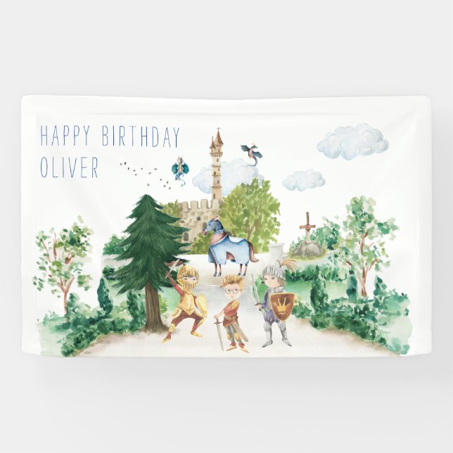Knights & Dragons | Royal Mediaeval Birthday  Banner (Horizontal)