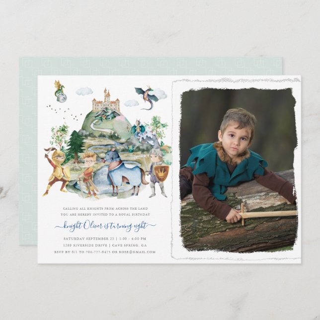 Knights & Dragons | Royal Mediaeval Birthday  Invitation (Front/Back)