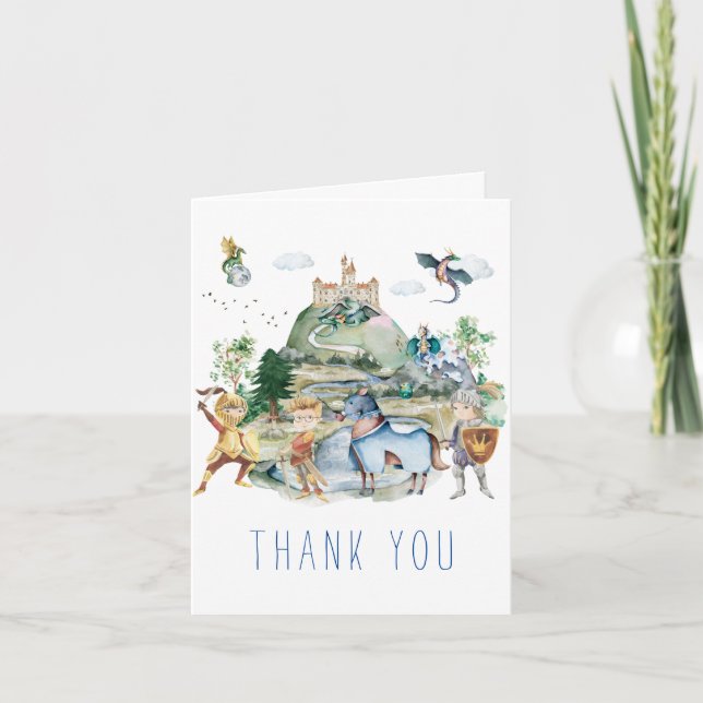 Knights & Dragons | Royal Mediaeval Birthday   Thank You Card (Front)