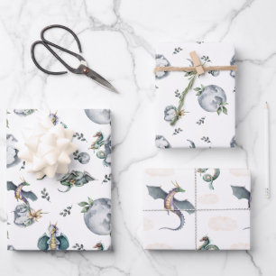 Knights & Dragons   Royal Mediaeval Birthday Wrapping Paper Sheet
