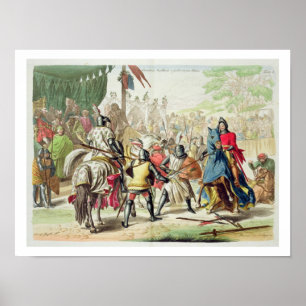 Knights Duelling on Foot in a Tournament, plate 1 Poster