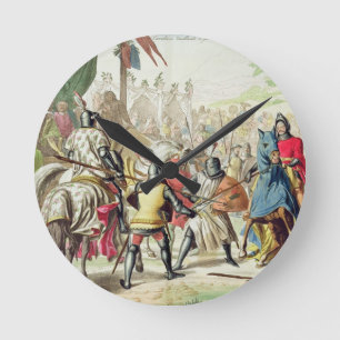 Knights Duelling on Foot in a Tournament, plate 1 Round Clock