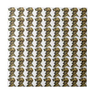 Knight's Helm Gold Mediaeval Ceramic Tile