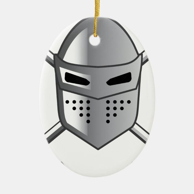 Knight's helmet and Crossed swords Vector Ceramic Ornament (Front)