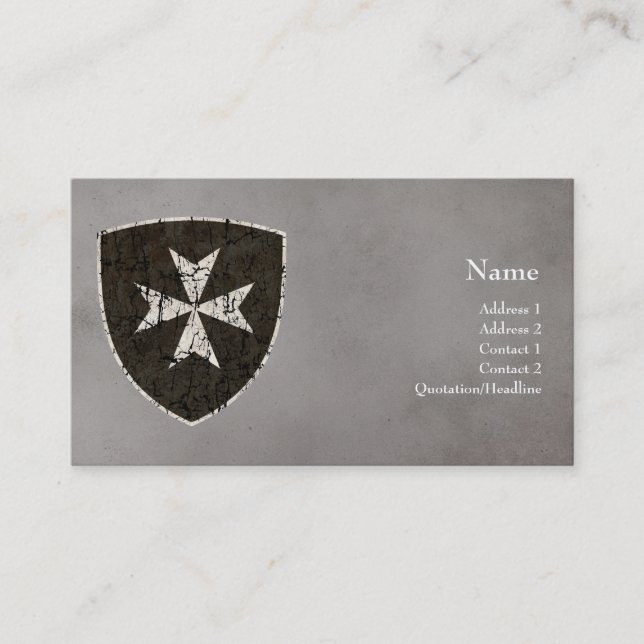 Knights Hospitaller Cross, Distressed Business Card (Front)