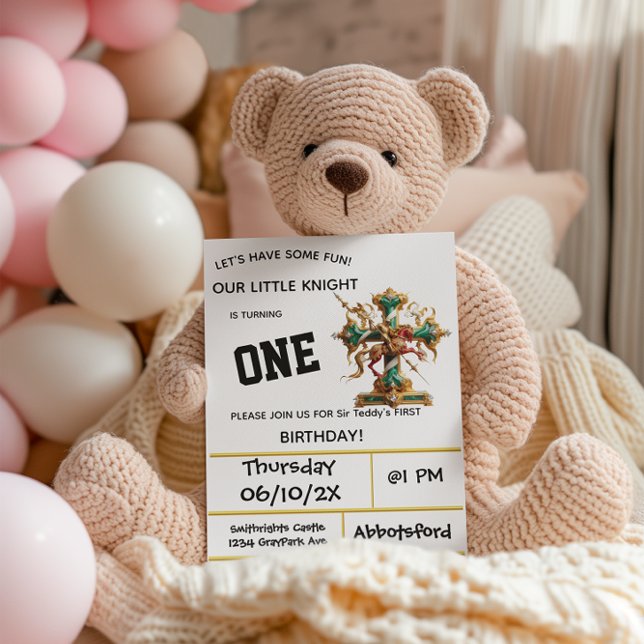 Knights In Armour Party First Birthday  Invitation (Creator Uploaded)