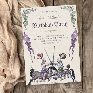 Knights mediaeval birthday invitation