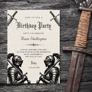 Knights mediaeval birthday invitation