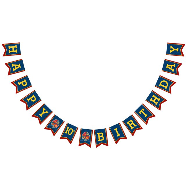 Knights mediaeval Happy Birthday 10th bunting flag (All)