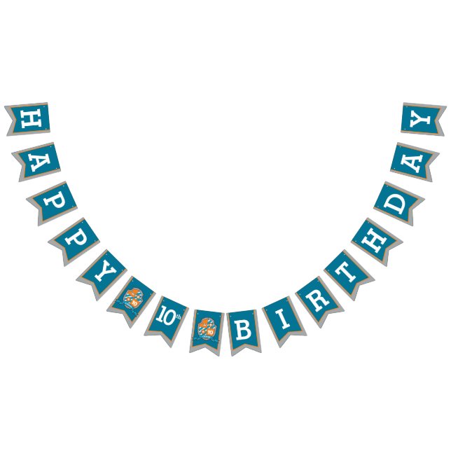 Knights mediaeval Happy Birthday 10th grey bunting Bunting (All)