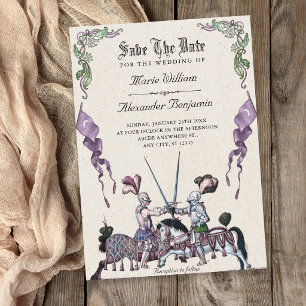 Knights mediaeval wedding save the date