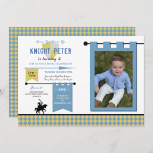 Knights Photo Mediaeval Birthday Party Blue Invitation