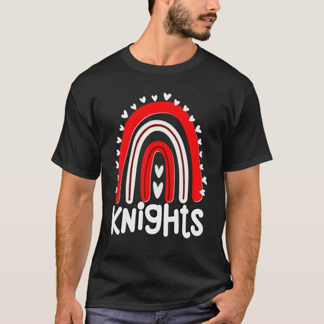 Knights School Mascot Hearts Rainbow Knight Sports T-Shirt (Front)