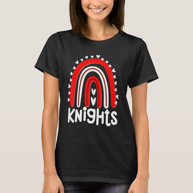 Knights School Mascot Hearts Rainbow Knight Sports T-Shirt (Front)