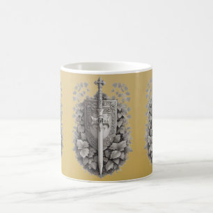 Knights Shield with ivy set on a gold background Coffee Mug