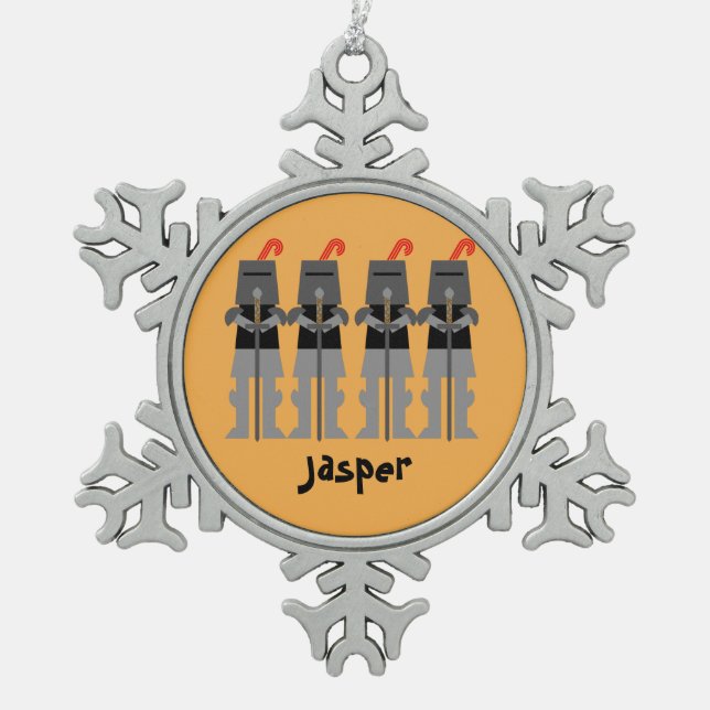 Knights Snowflake Pewter Christmas Ornament (Front)