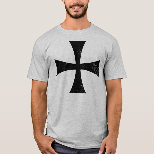 Knights Templar Black Cross T-Shirt (Front)